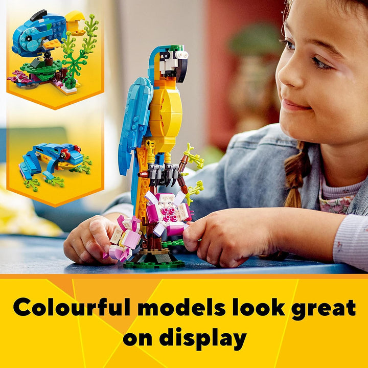 LEGO Creator 3 in 1 Exotic Parrot, Frog, and Fish Building Set - Ages 7+
