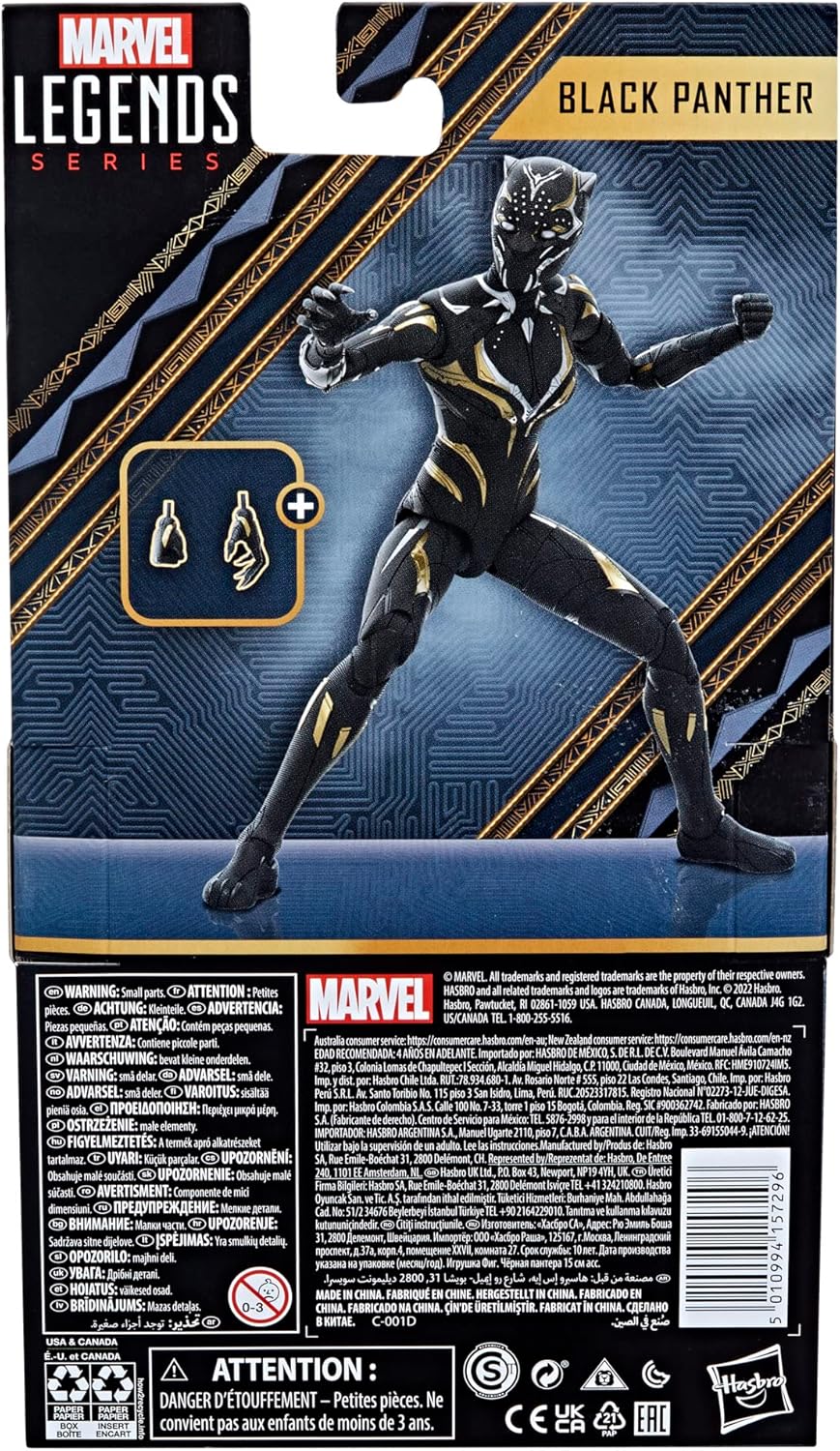 Hasbro Marvel Legends Series Black Panther Action Figure - 6-Inch-Scale Collectible with Swappable Hands