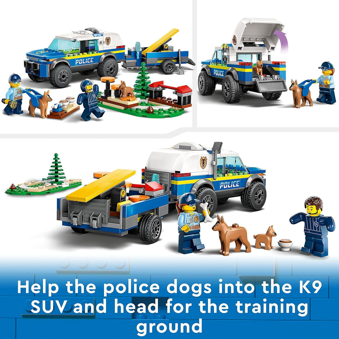 LEGO 60369 City Mobile Police Dog Training Set - SUV Toy Car with Trailer & Puppy Figures for Kids 5+