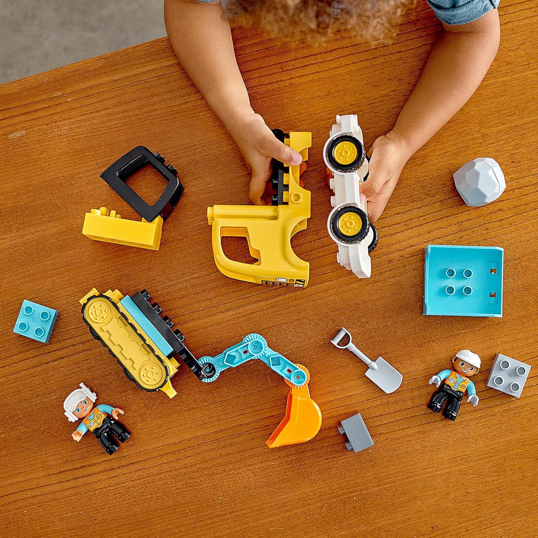 LEGO DUPLO Town Truck & Tracked Excavator Construction Playset for Toddlers 2+