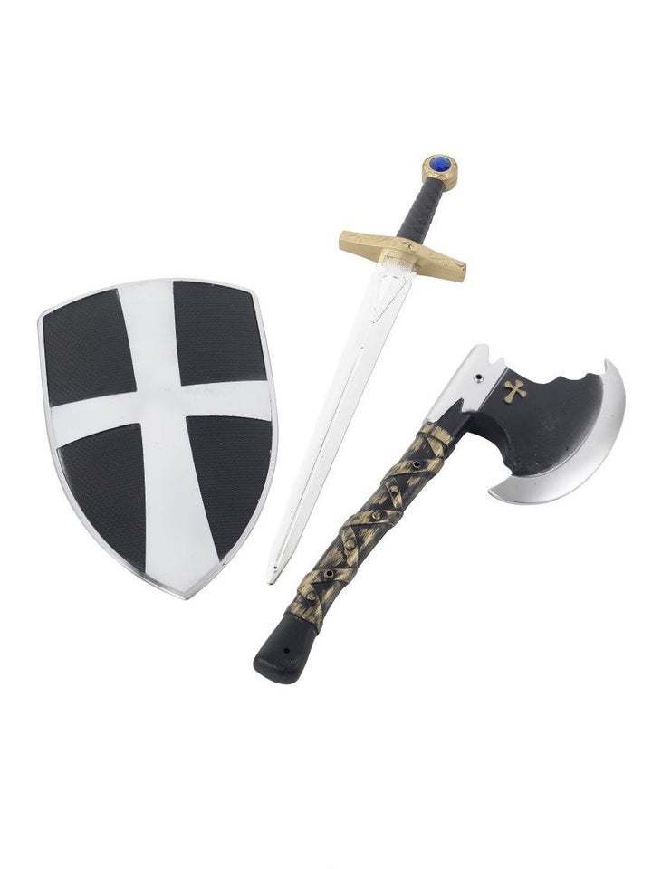 Juego de cruzados de 3 piezas de Smiffys, con escudo y espada