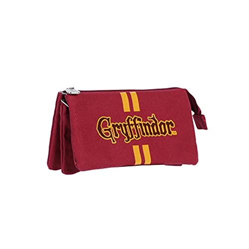 Harry Potter Lion-Triple HS Pencil Case, Burgundy