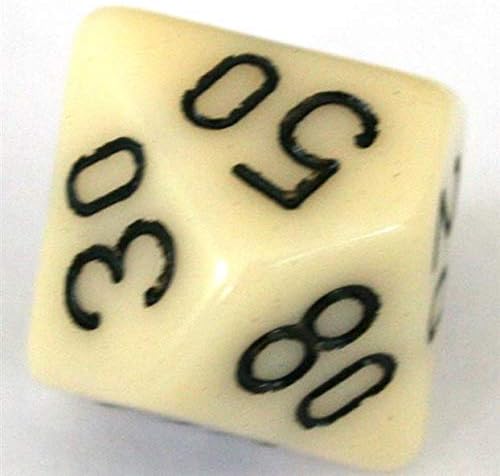 Chessex Dice: Polyhedral 7-Die Opaque Dice Set - Ivory with Black Set