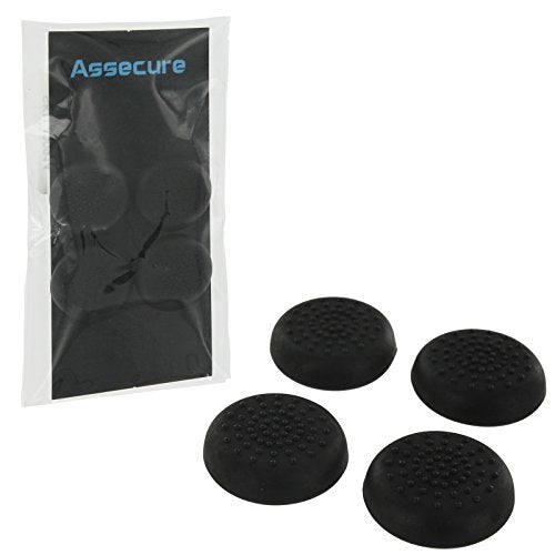 4 x Assecure black TPU protective analogue thumb grip stick caps for Sony PS4 co