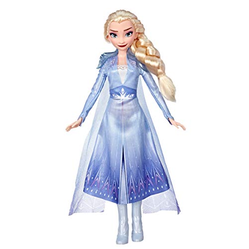 Muñeca de moda de Elsa Frozen de Disney con cabello largo rubio y atuendo azul