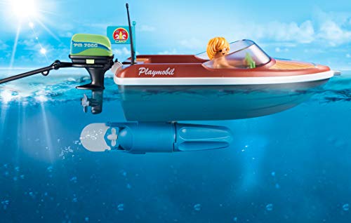 Playmobil 70091 Family Fun Campsite Schwimmendes Schnellboot mit Schlauchfahrern