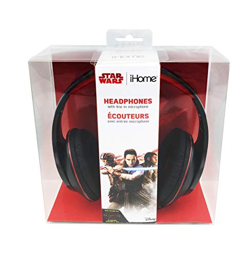 EKids Star Wars Headphones with in-line Microphone for Kids in Black and Red