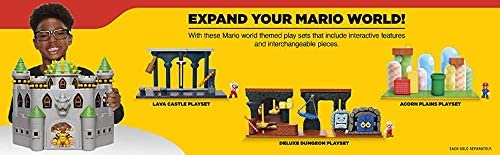 Nintendo Bowser's Castle Super Mario Deluxe Bowser's Castle Playset with 2.5" Exclusive Articulated Bowser Action Figure, Interactive Play Set with Authentic in-Game Sounds