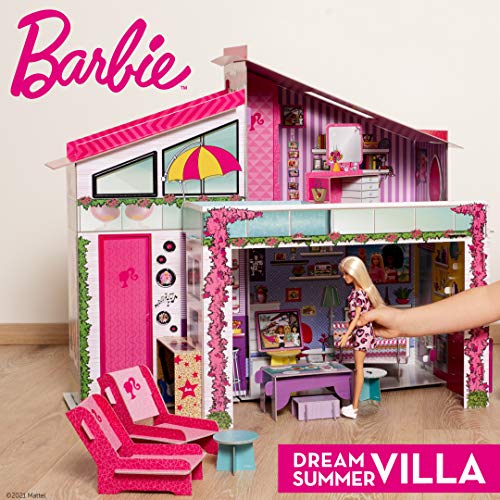 Barbie Dream House Pretend Play Doll House Two - Storey Holiday Villa, Arrange Furniture And Decorate - Malibu House With Doll