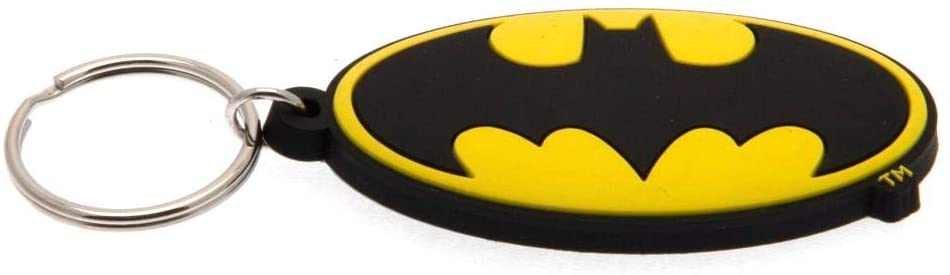 Pyramid International DC Comics-Batman Symbol Rubber Keychain, Metal, Black and Yellow, 4 x 6 x 1.3 cm