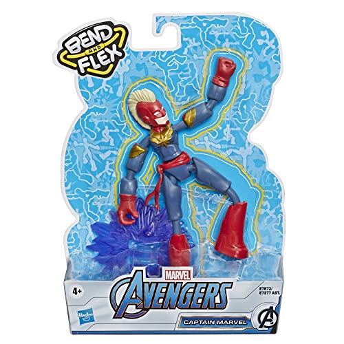 Marvel Avengers Bend And Flex Figura de acción de juguete, figura flexible de Capitán Marvel de 15 cm