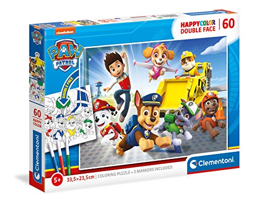 Clementoni 26097, Paw Patrol Double Face Puzzle For Children - 60 Pieces, Ages 5