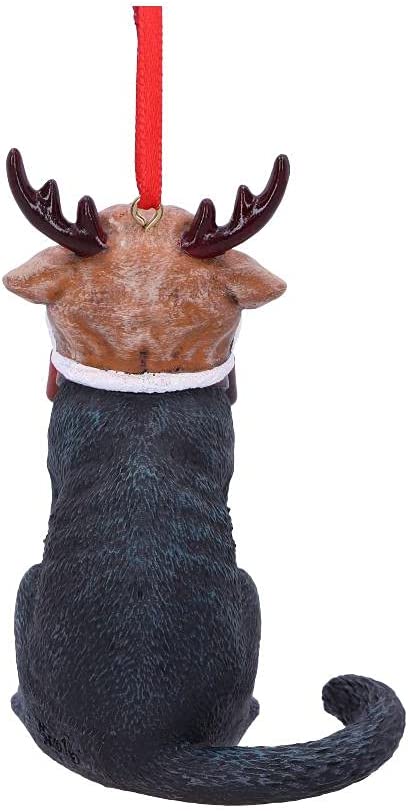 Nemesis Now Reindeer Cat Hanging Ornament (LP) 9cm, Black