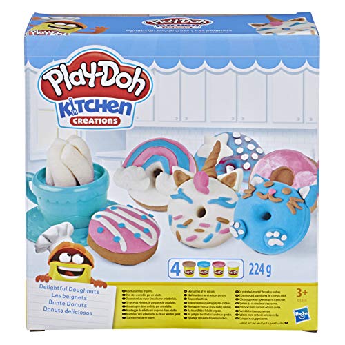 Play-Doh Kitchen Creations Delightful Donuts Set with 4 Colours & Wheels Excavat