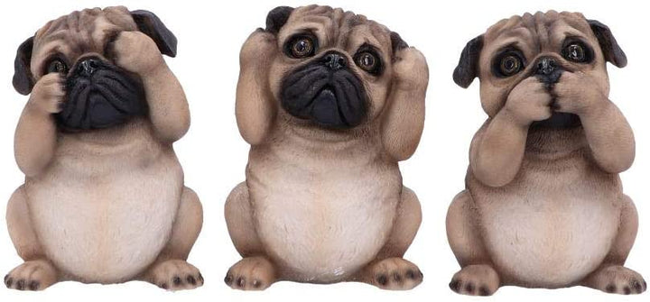 Nemesis Now Three Wise Pugs 8.5cm, Resin, Fawn