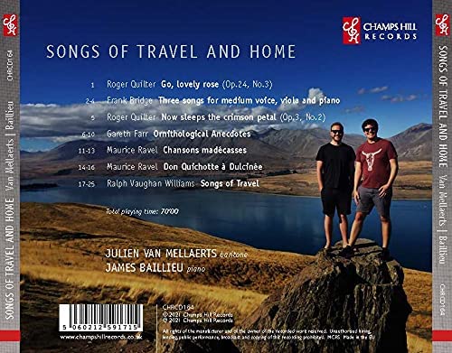 Songs Of Travel And Home [Julien van Mellaerts; James Baillieu; Bryony Gibson-Cornish; Sofia Castillo; Raphael Wallfisch] [Champs Hill Records: CHR 164] [Audio CD]