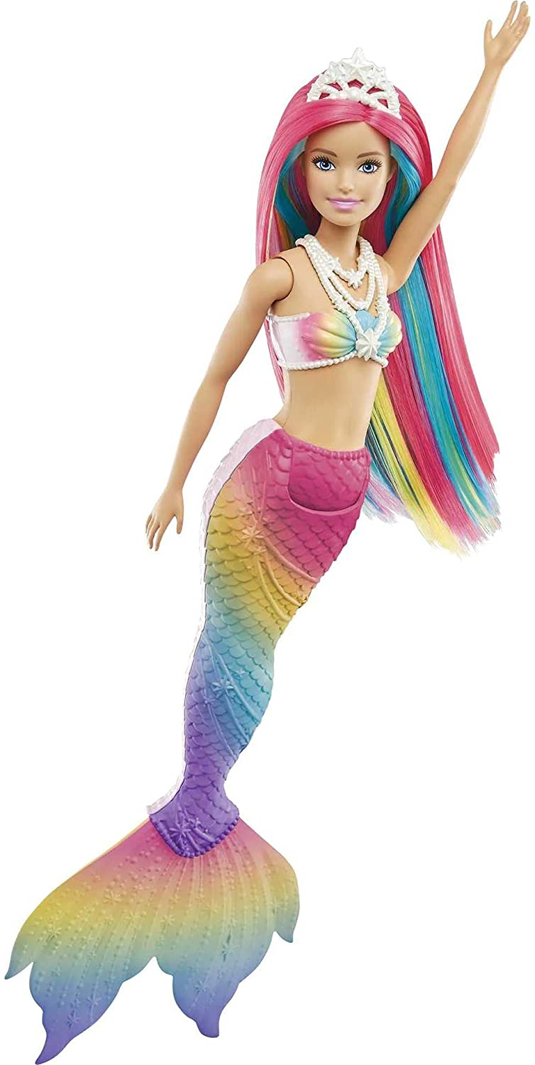 Barbie Dreamtopia Rainbow Magic Mermaid Doll with Rainbow Hair and Water-Activated Color Change Feature, Gift for 3 to 7 Year Olds