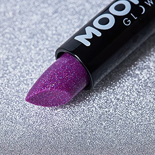 Neon UV Glitter Lippenstift von Moon Glow – Rot – Leuchtender neonfarbener Lippenstift – Gl