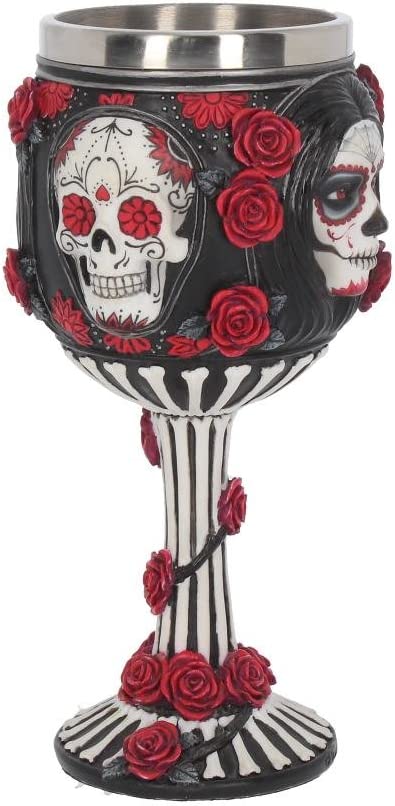 Nemesis Now Sugar Skull James Ryman Goblet 19.5cm Black, Resin w/stainless steel