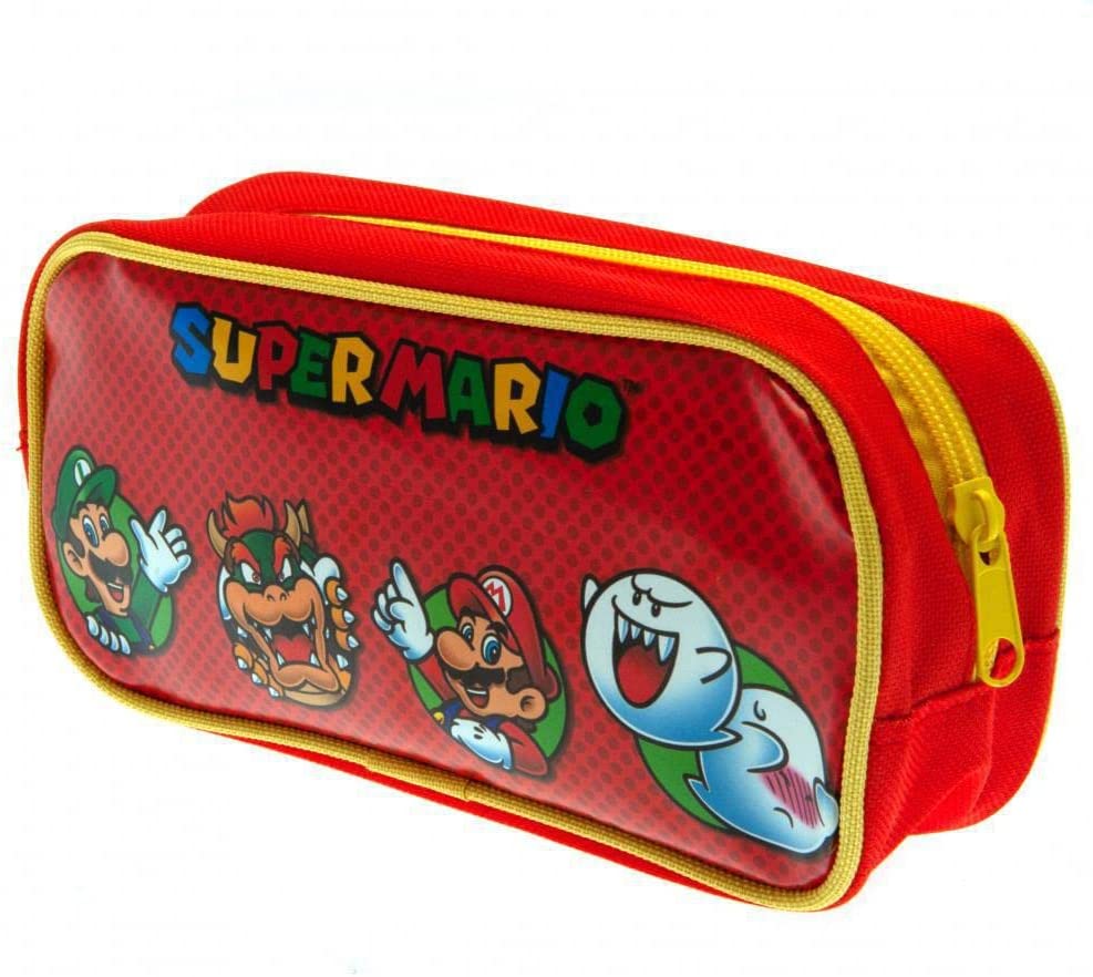 Nintendo Unisex_Adult Super Mario Character Circles Rectangle Pencil Case, red, 21cm x 10cm x 10cm