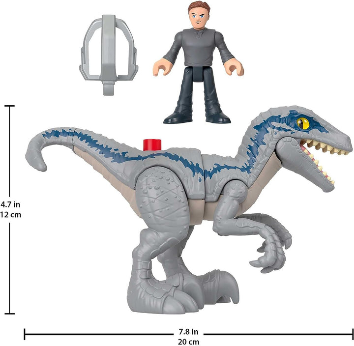 Imaginext Jurassic World Dominion Dinosaur Toy Set with Blue and Owen Grady for Preschool Pretend Play