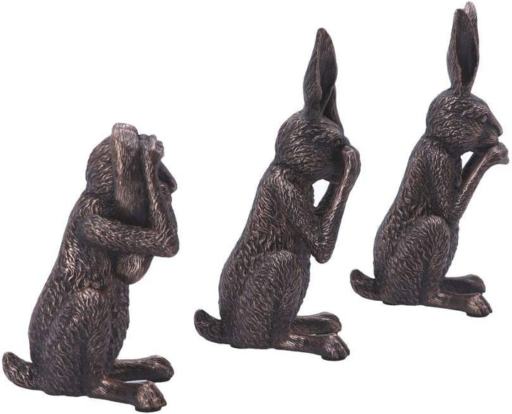 Nemesis Now See No, Hear No, Speak No Evil Bronze Hare Figurines, Polyresin, One