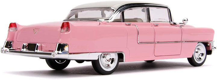 Jada Toys Elvis Presley Cadillac Fleetwood 1955 1/24 Scale Die-cast, Opening Doors, Boot & Bonnet, Includes Elvis Figure, Pink