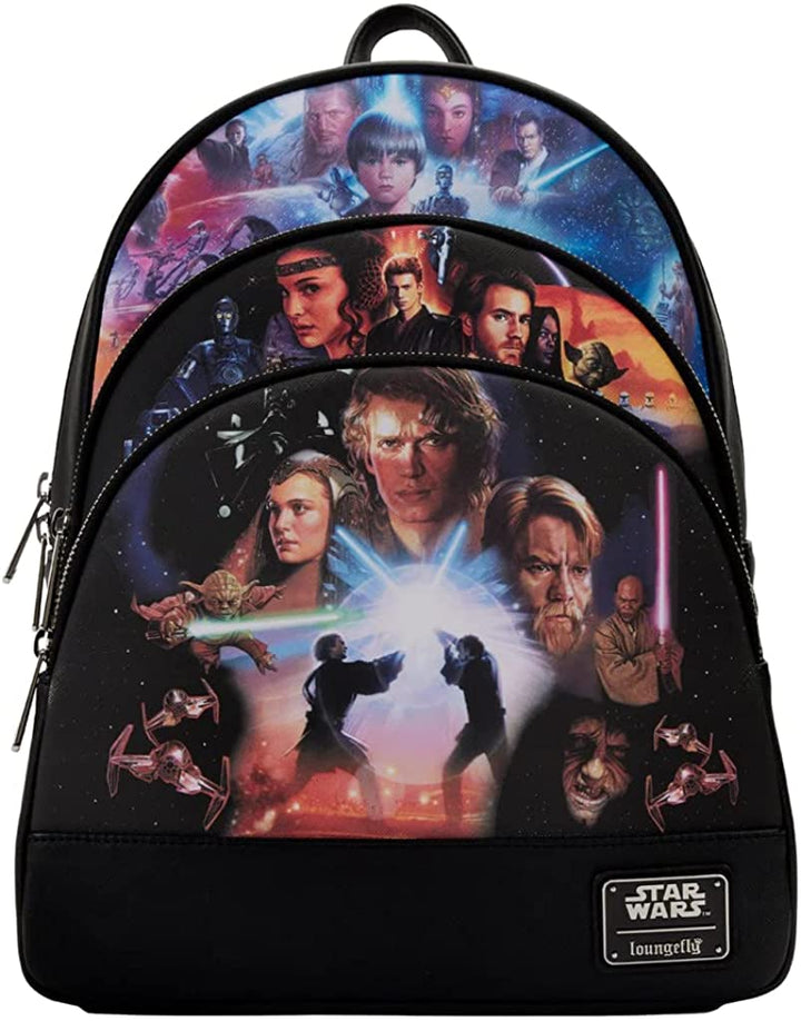 Loungefly Star Wars Prequel Trilogy Triple Pocket Mini Backpack