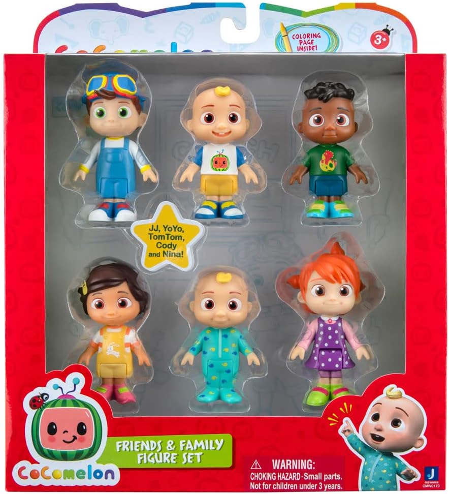 CoComelon WT0170 JJ, Yoyo, Tom, Cody y Nina Family and Friends 6 Pack, Multicolo