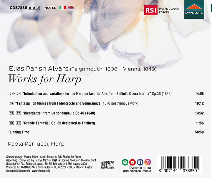 Paola Perrucci - Alvars: Works For Harp [Paola Perrucci] [Dynamic Records S7885] [Audio CD]