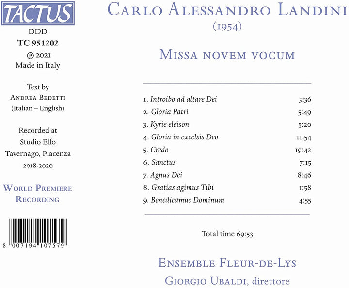 Landini: Missa Novem Vocum [Ensemble Fleur-de-Lys; Giorgio Ubaldi] [Tactus: TC 9 [Audio CD]