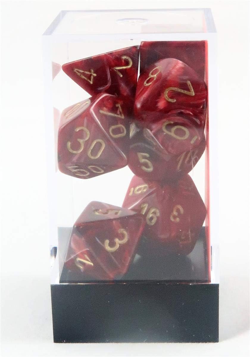 Chessex 27434 Dice, burgundy/gold, pack of 1