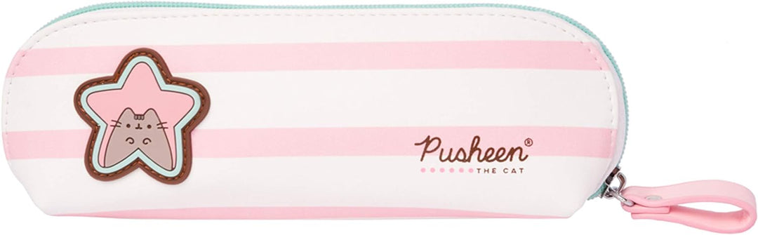 Erik - Pusheen Rose Collection Striped Pencil Case, Cosmetic Case