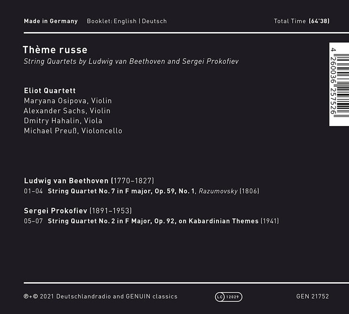 Theme Russe [Eliot Quartett] [Genuin Classics: GEN21752] [Audio CD]