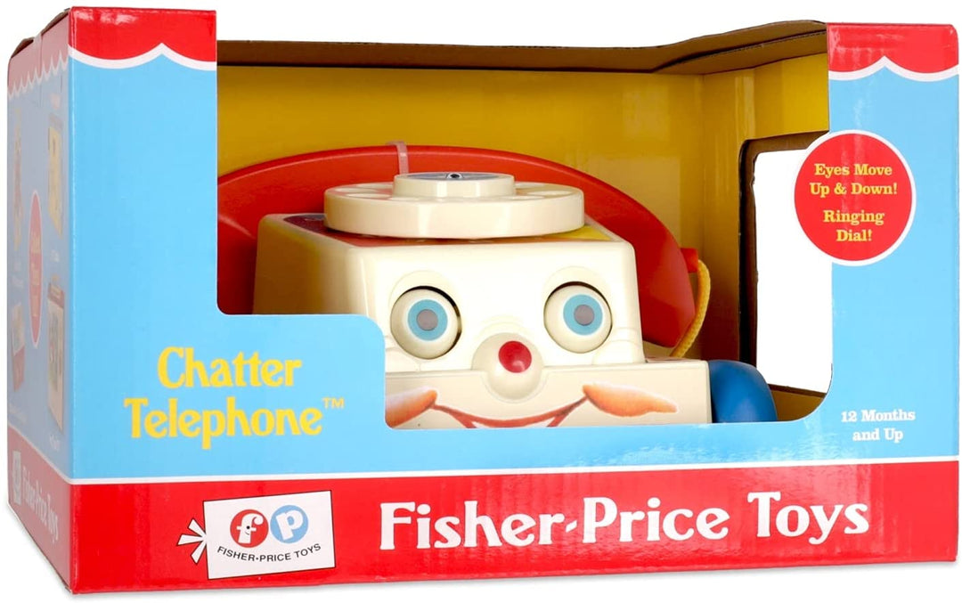 Fisher-Price Classics 1694 Chatter-Telefon, Retro-Baby-Schiebespielzeug, Rollenspiel für Kinder, Kleinkind-Telefon, klassisches Spielzeug mit Verpackung im Retro-Stil, Rollenspielspielzeug für Jungen und Mädchen ab 12 Monaten