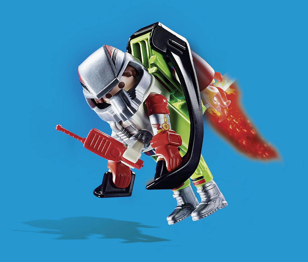 PLAYMOBIL Air Stunt Show 70836 Stuntman with Jet Pack, Includes Launch Platform,