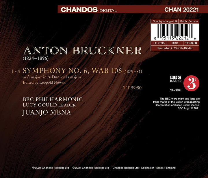 Bruckner: Symphony 6 [BBC Philharmonic; Juanjo Mena] [Chandos Records: CHAN 20221] [Audio CD]