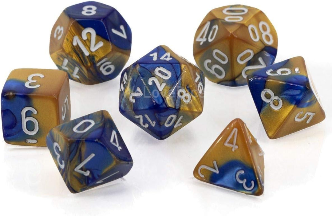 Chessex CHX26422 Dice-Gemini Blue-Gold/White Set