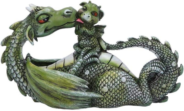 Nemesis Now Sweetest Moment Green Dragon and Dragonling Kissing Figurine, Polyre