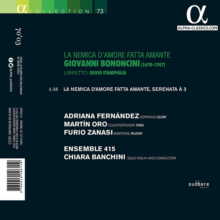 Ensemble 415 - Bononcini: La nemica d'amore fatta amante [Audio CD]