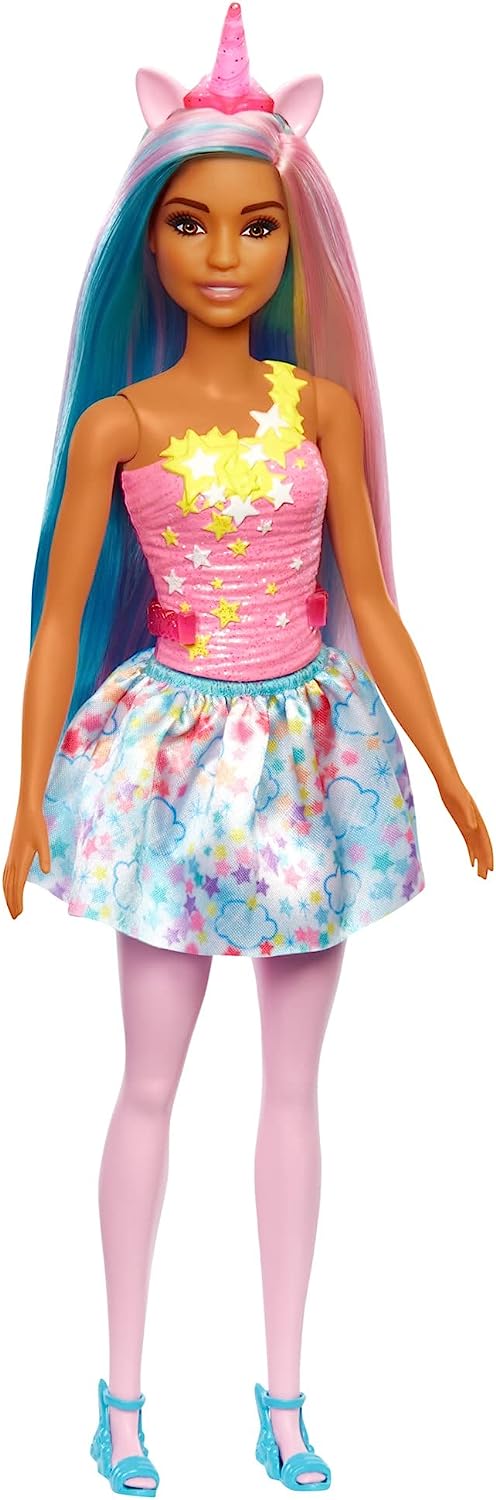 Barbie Dreamtopia Unicorn Doll (Blue & Pink Hair), With Skirt, Removable Unicorn Tail & Headband