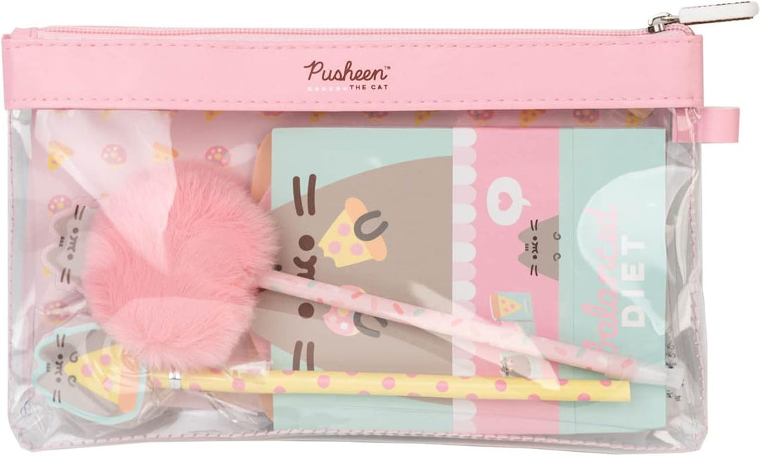 Grupo Erik Pusheen Pencil Case Stationery Set, Writing Set with Pen, Pencil With Eraser Topper