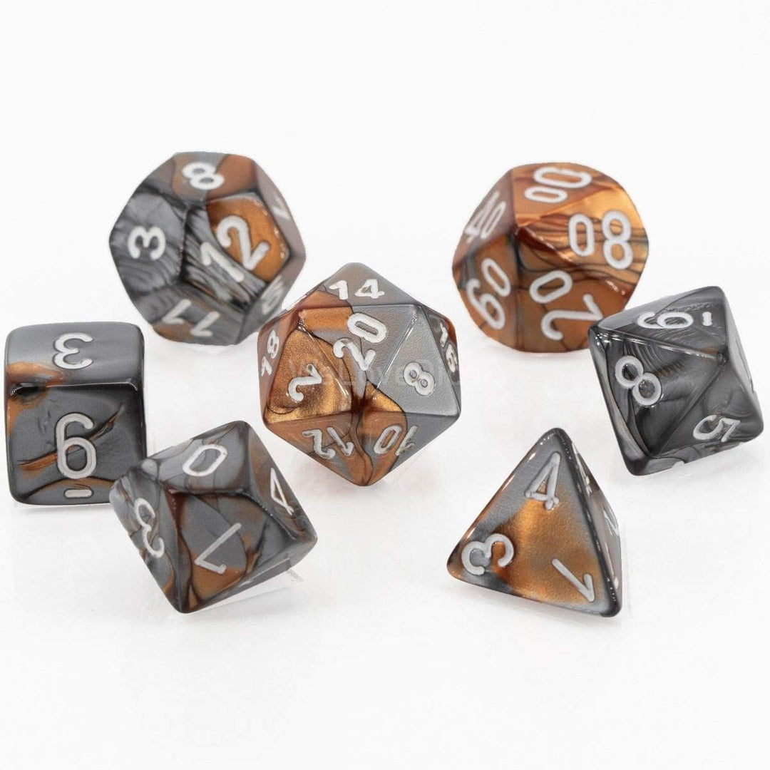 Chessex CHX26424 Dice-Gemini Copper-Steel/White Set