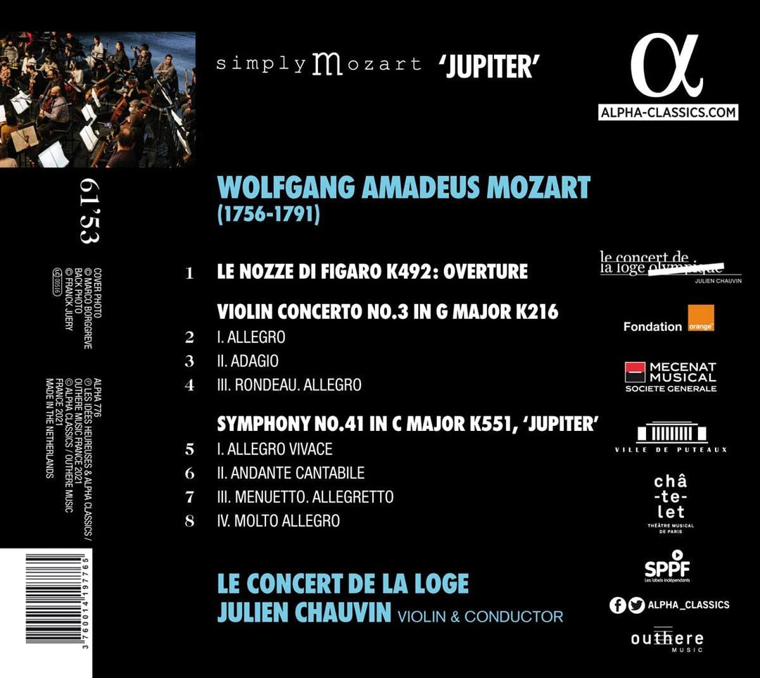 Mozart: Violin Concerto No. 3, Symphony 'Jupiter', Le nozze di Figaro Overture [Audio CD]