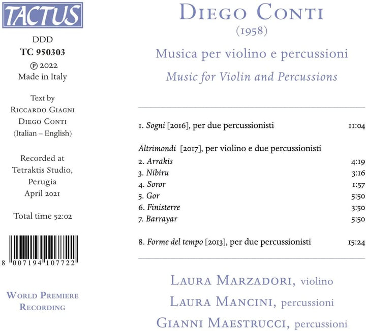 Laura Marzadori - Conti: Musica per violino e percussioni [Laura Marzadori; Laura Mancini; Gianni [Audio CD]