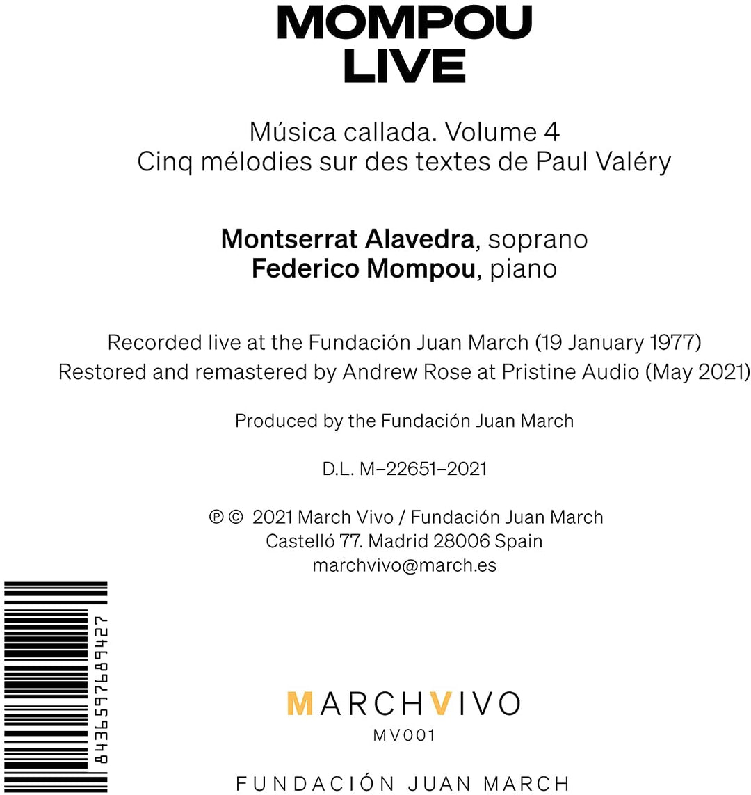 Mompou Live [Audio CD]