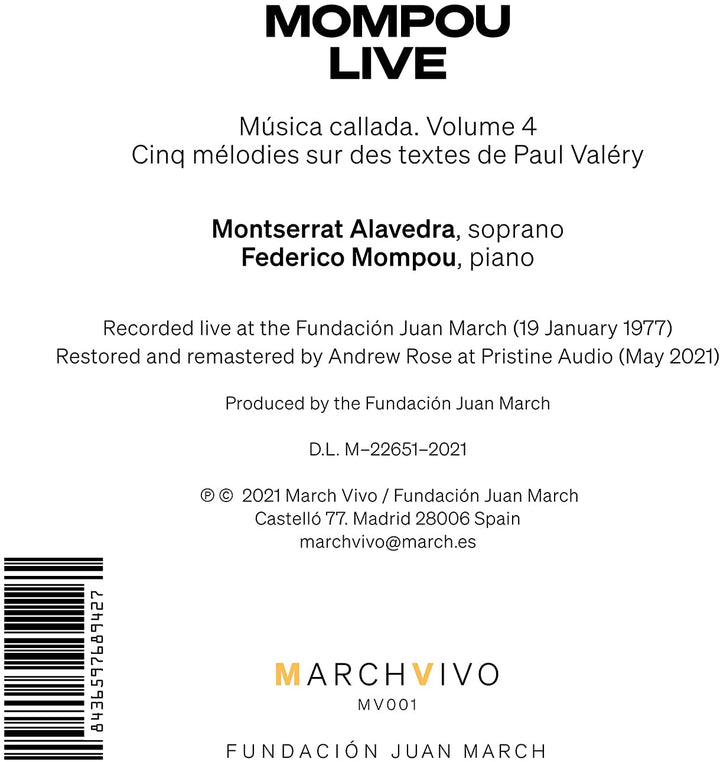 Mompou Live [Audio CD]