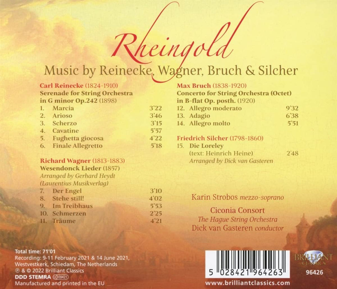 Ciconia Consort - Rheingold: Music by Reinecke, Bruch, Wagner & Silcher [Audio CD]