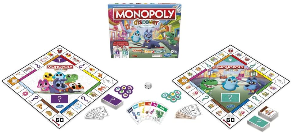 Mein erstes Monopoly-Spiel, Brettspiel für Kinder ab 4 Jahren, 2-seitiges Spielbrett, verspielt