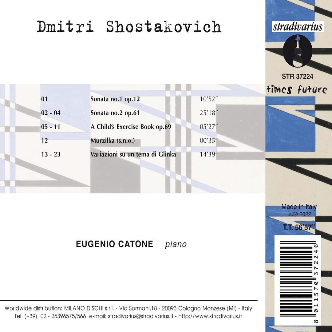 Shostakovich: Piano Works Vol. 2 [Eugenio Catone] [Stradivarius: STR37224] [Audio CD]